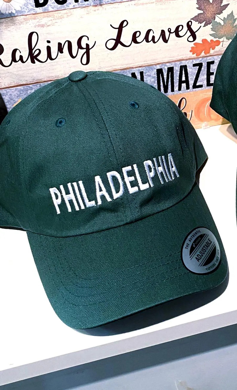 Philadelphia Philly Embroidered Baseball Cap, Yupoong Brand, Spruce Green Hat, Adjustable Strap, ... | Etsy (ES)