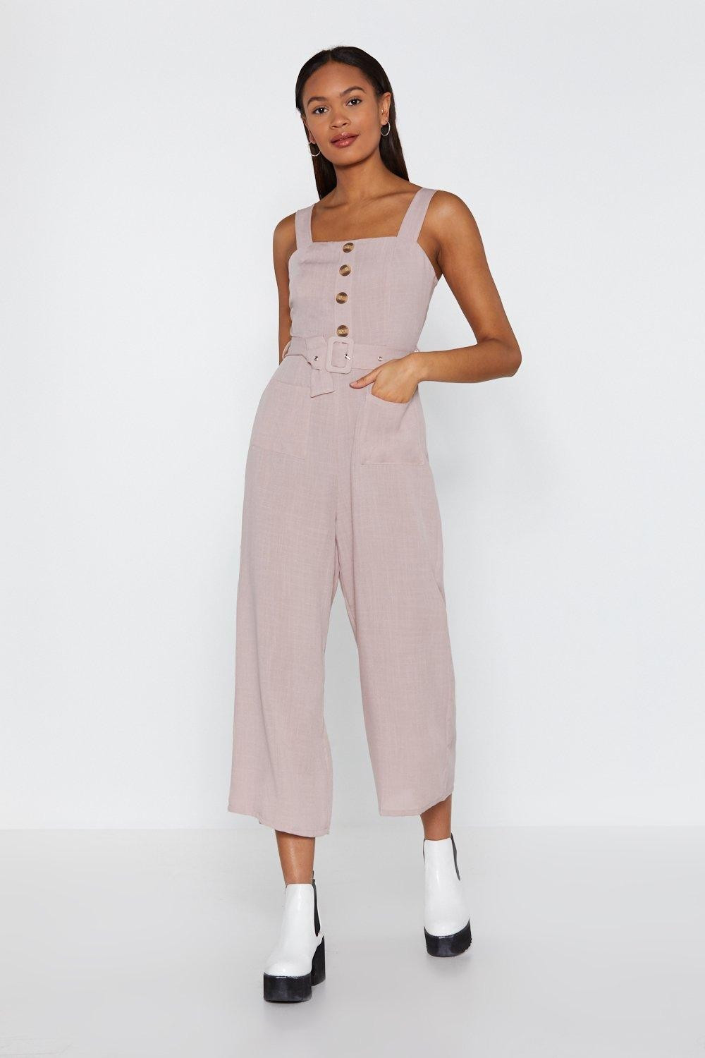 Bring It Button Linen Jumpsuit | NastyGal (UK, IE)
