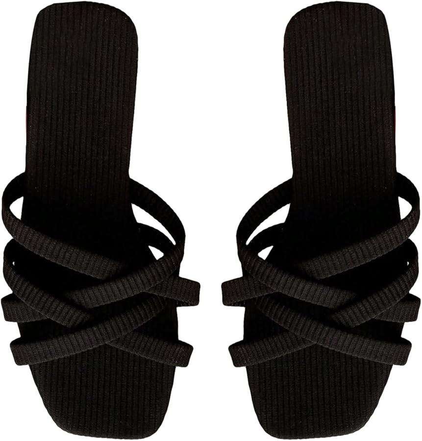 GORGLITTER Fashion Flat Sandals Strappy Slip On Sandals Open Toe Slides Sandals | Amazon (US)