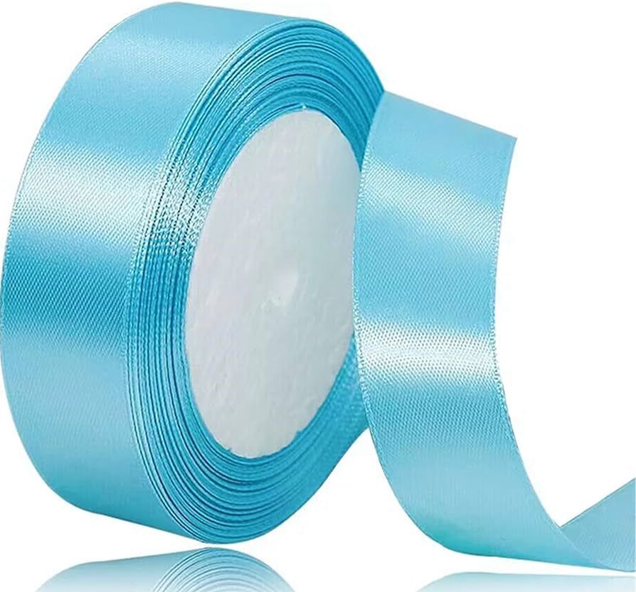 Sky Blue Satin Ribbon, Fabric Light Blue Silk Ribbon 1 Inch x 25 Yards for Gift Wrapping, Flower ... | Amazon (US)