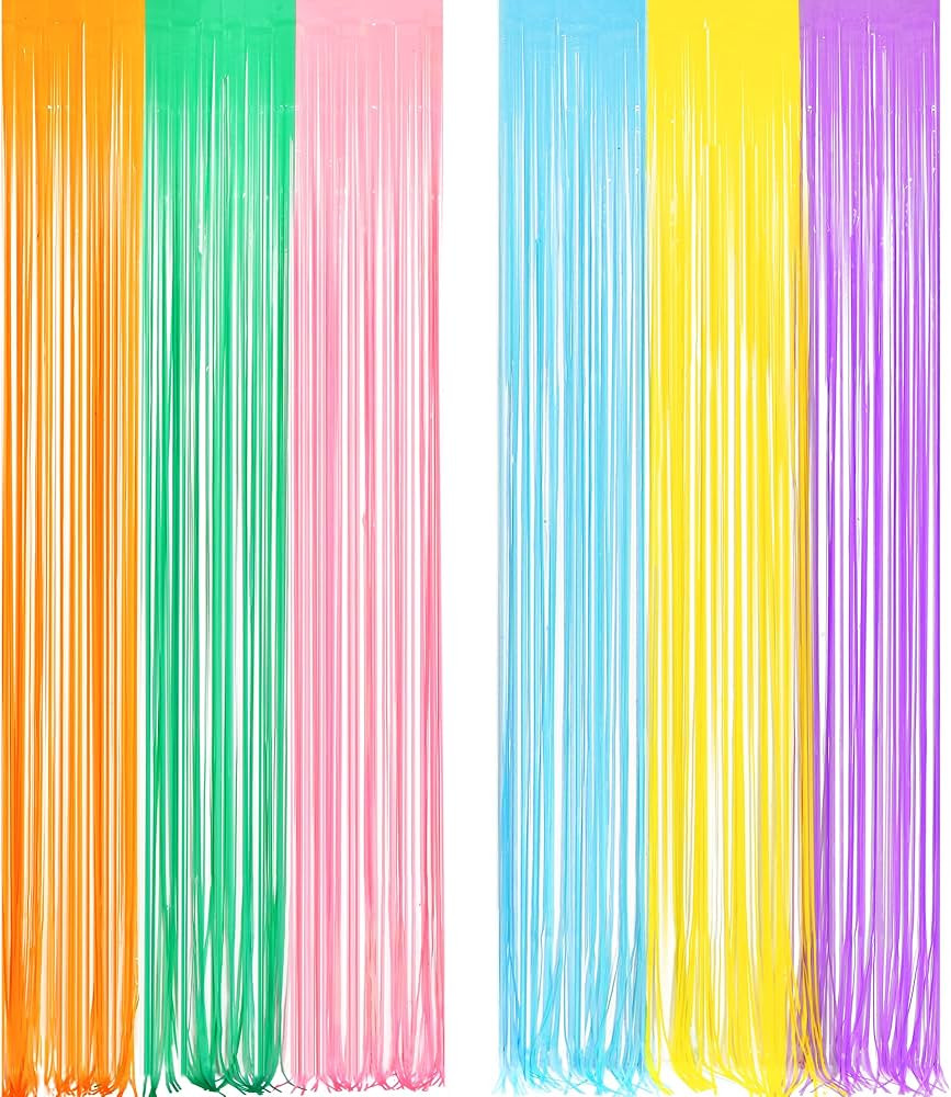 Pastel Tinsel Curtain Party Backdrop - GREATRIL Pastel Color Foil Fringe Curtain Photo Booth Stre... | Amazon (US)