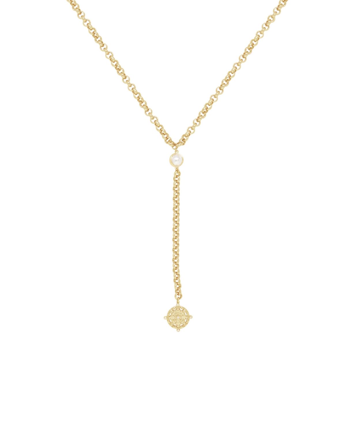 Ettika Gold Plated Coin Lariat with Pearl Necklace | Macys (US)