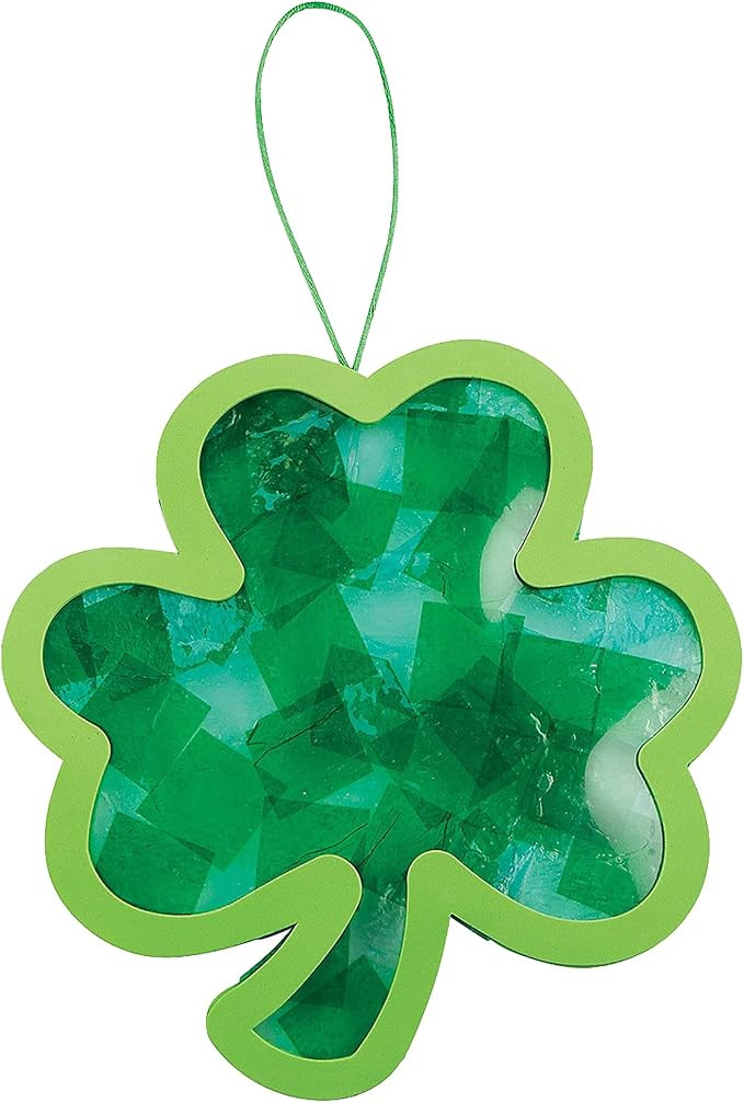 Fun Express St Patricks Day Crafts for Kids - Shamrock Suncatcher Kit Makes 12 Window Art Project... | Amazon (US)