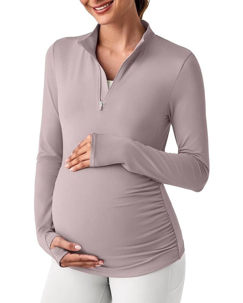 G4Free Lightweight Maternity Long Sleeve Workout Tops UPF 50+ Rash Guard Half Zip Sun Shirts Ruch... | Amazon (US)