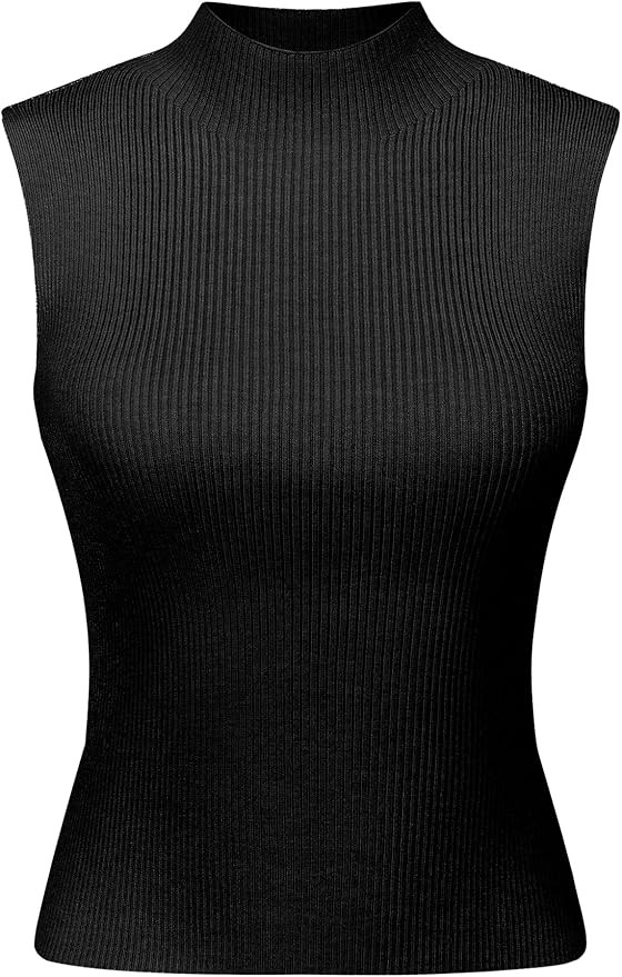 Women's Summer Sleeveless Knitted Sweater 2024 Mock Neck Tops | Amazon (US)