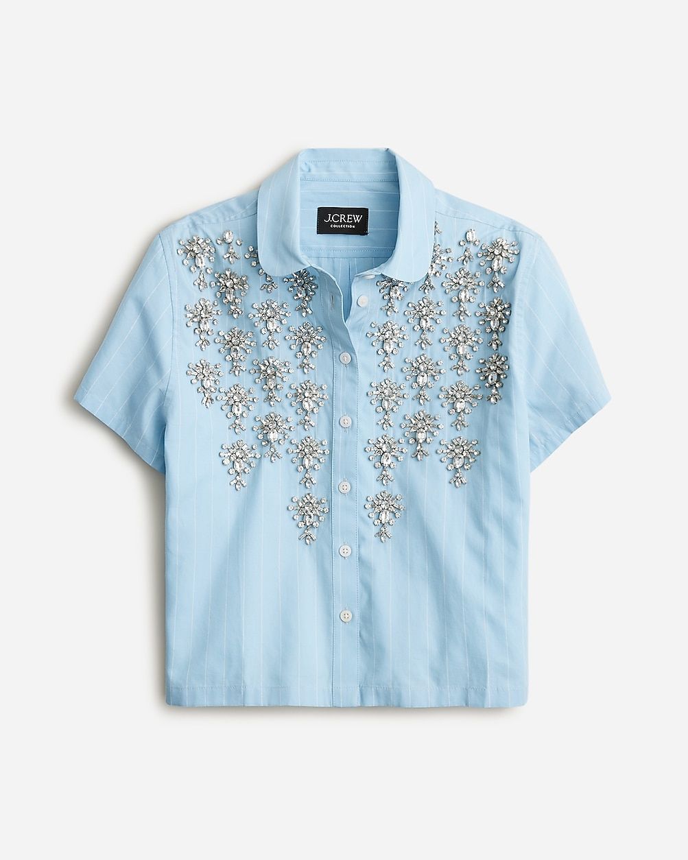 Collection cropped button-up shirt with embellishments in pinstripe print | J.Crew US