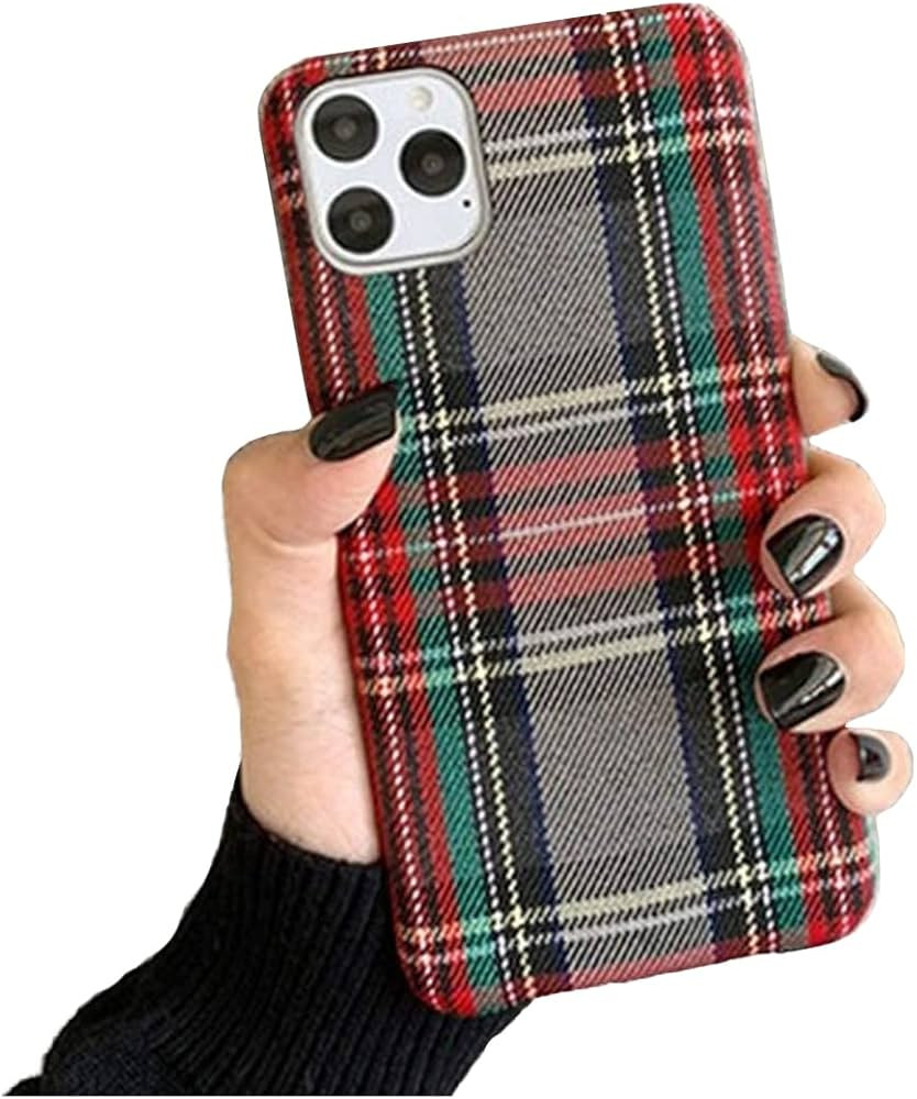Mixneer Warm Flannel Plaid Cloth Phone Case Simple Plush Fabric Phone Case Compatible with iPhone... | Amazon (US)