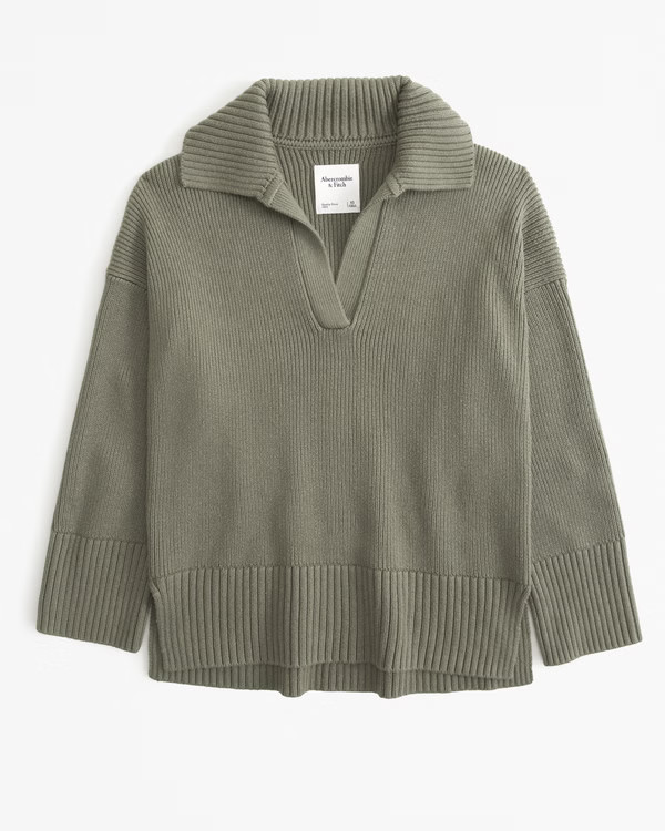 Women's Long-Length Notch-Neck Sweater | Women's Tops | Abercrombie.com | Abercrombie & Fitch (US)