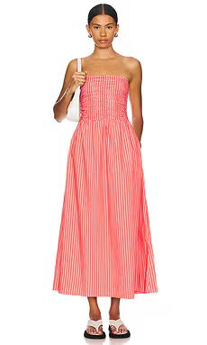 FAITHFULL THE BRAND Dominquez Midi Dress in Baratti Stripe Red from Revolve.com | Revolve Clothing (Global)