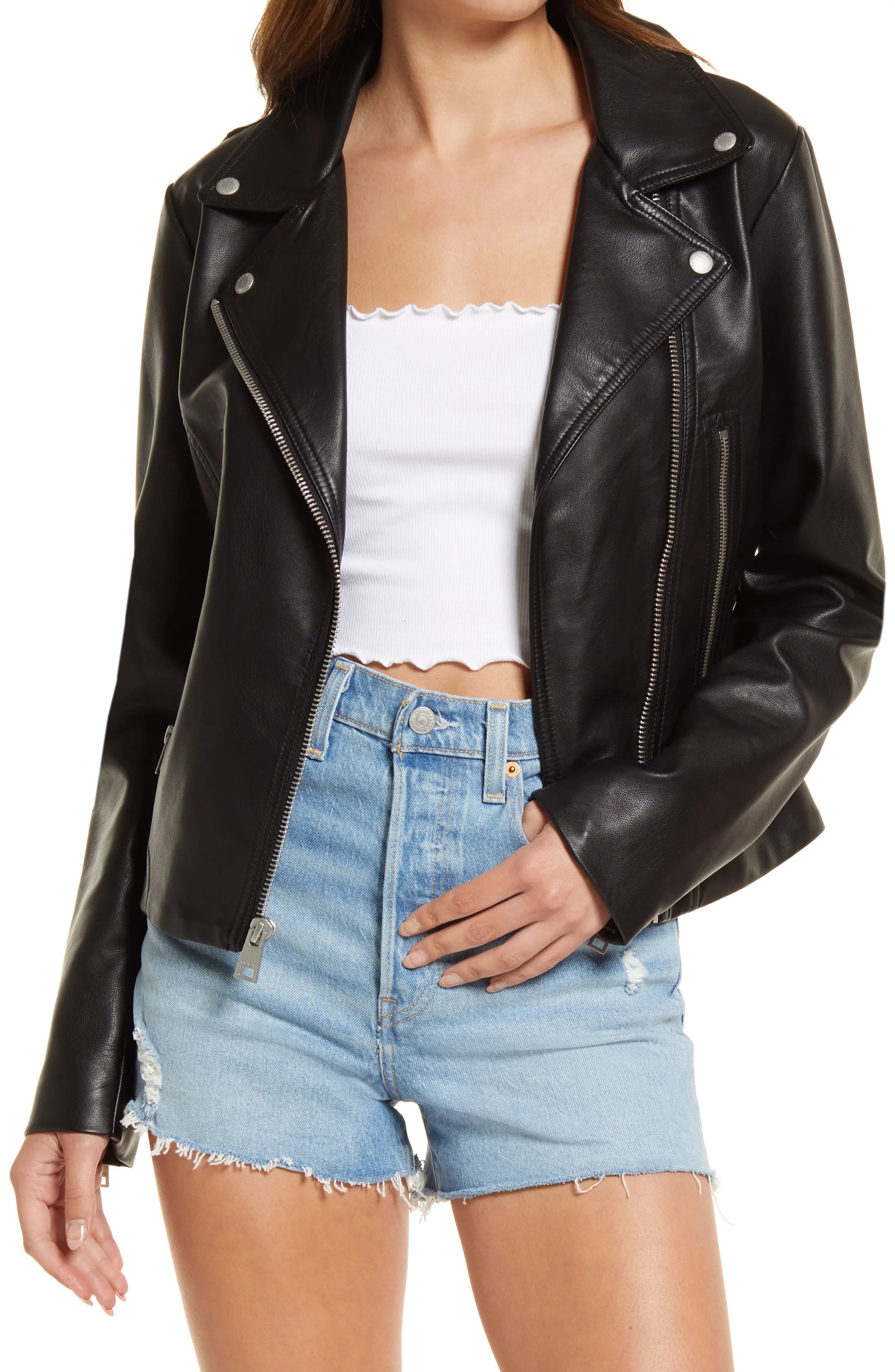 levi's Women's Faux Leather Moto Jacket in Black at Nordstrom, Size X-Small | Nordstrom