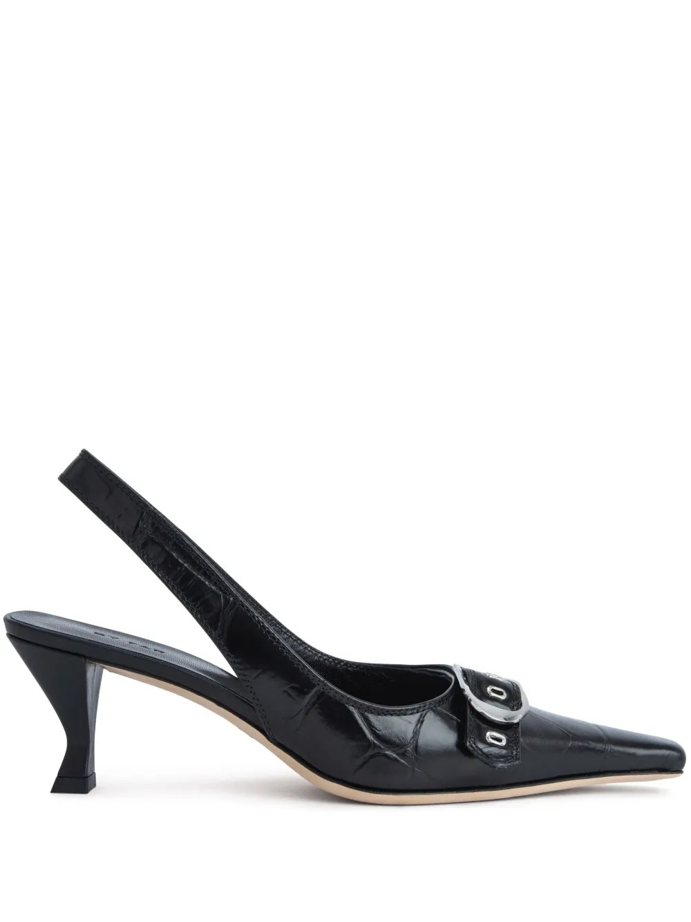 BY FAR Scarpin Evita Efeito Pele De Crocodilo | Preto | FARFETCH BR | Farfetch (BR)