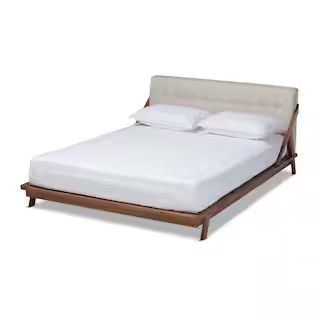 Baxton Studio Sante Beige and Walnut King Platform Bed 156-9292-HD - The Home Depot | The Home Depot
