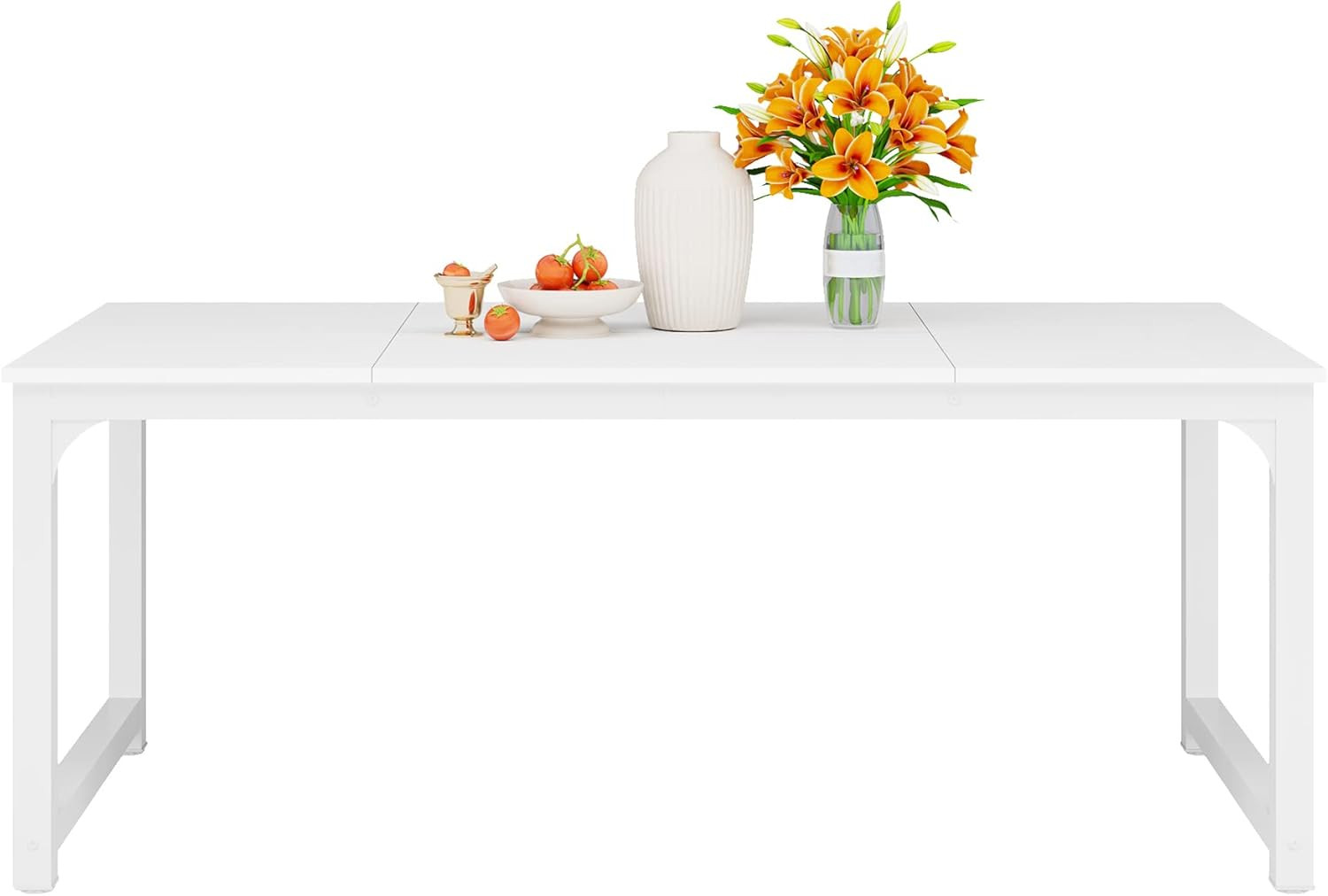 LITTLE TREE 70.9 Inch Large Dining Table Rectangular Kitchen Furniture for 6 to 8 People, White | Amazon (US)