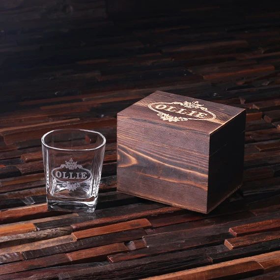 Whiskey Scotch Glass Set with Wood Box | Etsy | Etsy (US)