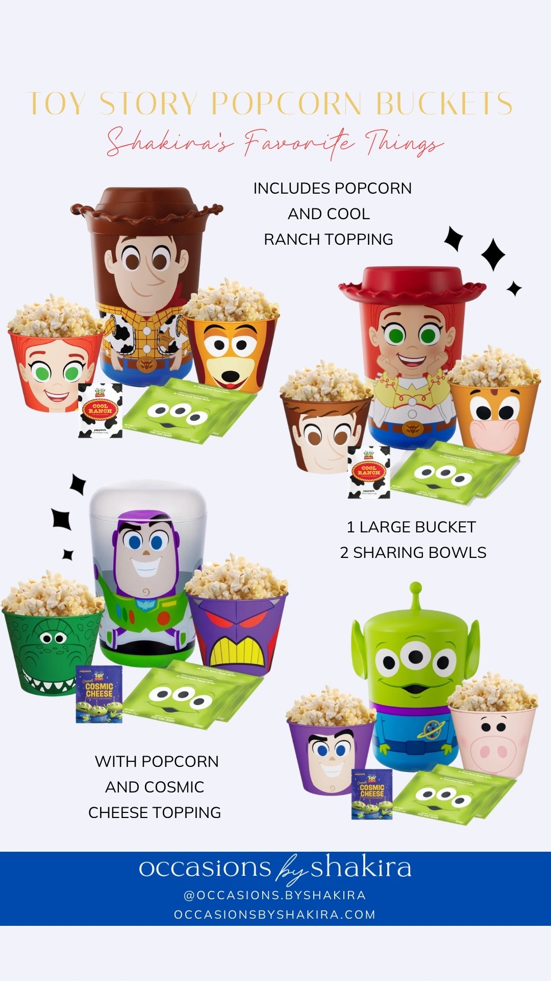 Toy Story popcorn buckets with sharing bowls, microwave popcorn, and toppings

#LTKHome #LTKmomlife #LTKKids