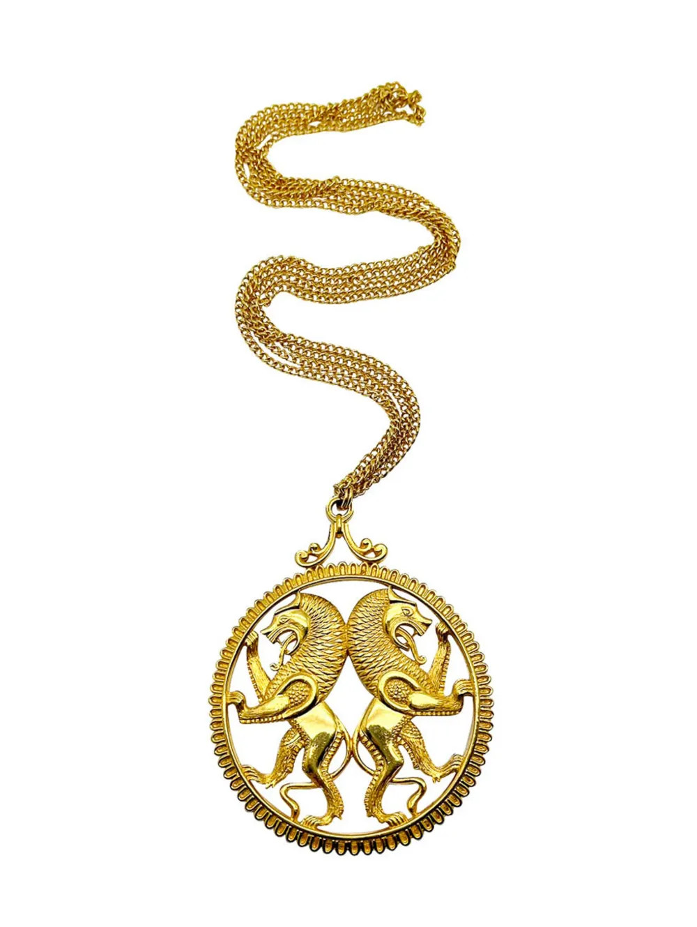 Jennifer Gibson JewelleryVintage Statement Rampant Lions Medallion Necklace 1960s | Farfetch Global