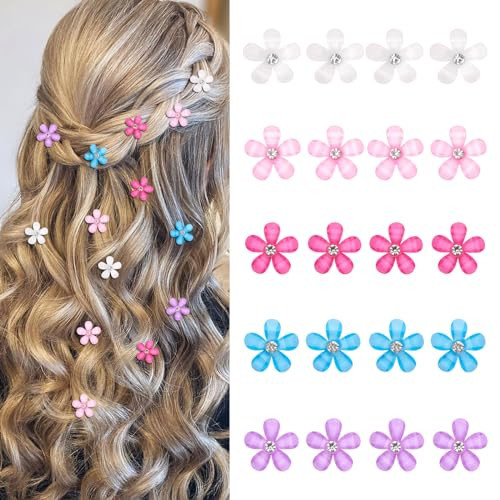 YISSION Colorful Rhinestone Hair Accessories - Mini Flower Hair Clips, Pins & Barrettes for Wedding, Bridal, Girls & Women | Amazon (US)