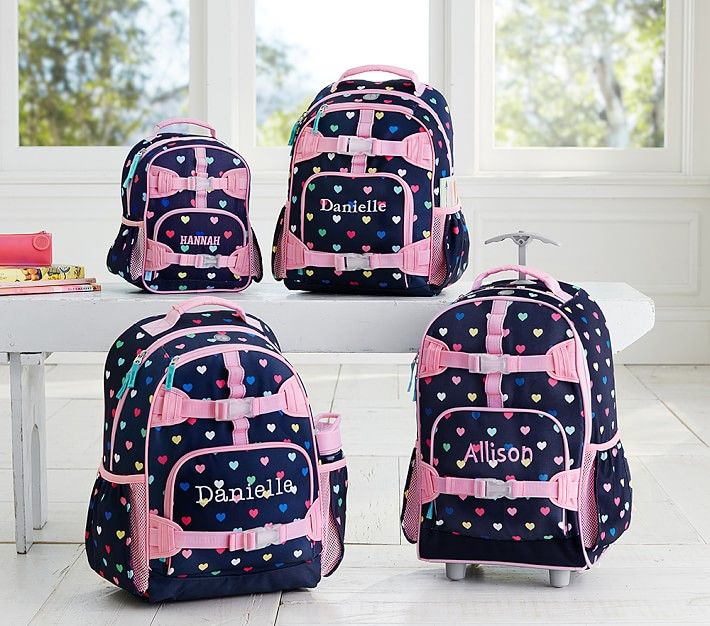 Mackenzie Navy Pink Multi Hearts Backpack | Pottery Barn Kids