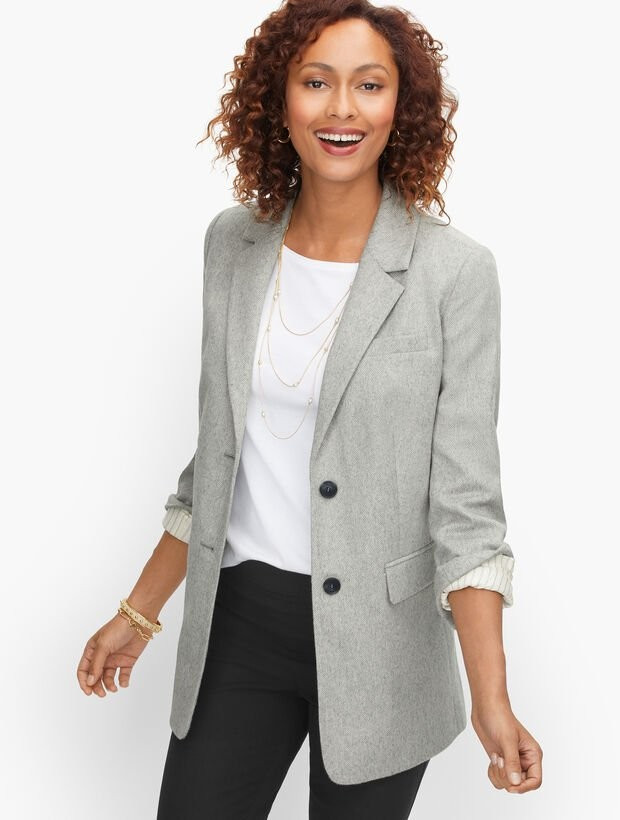 Long Wool Blend Blazer - Herringbone | Talbots