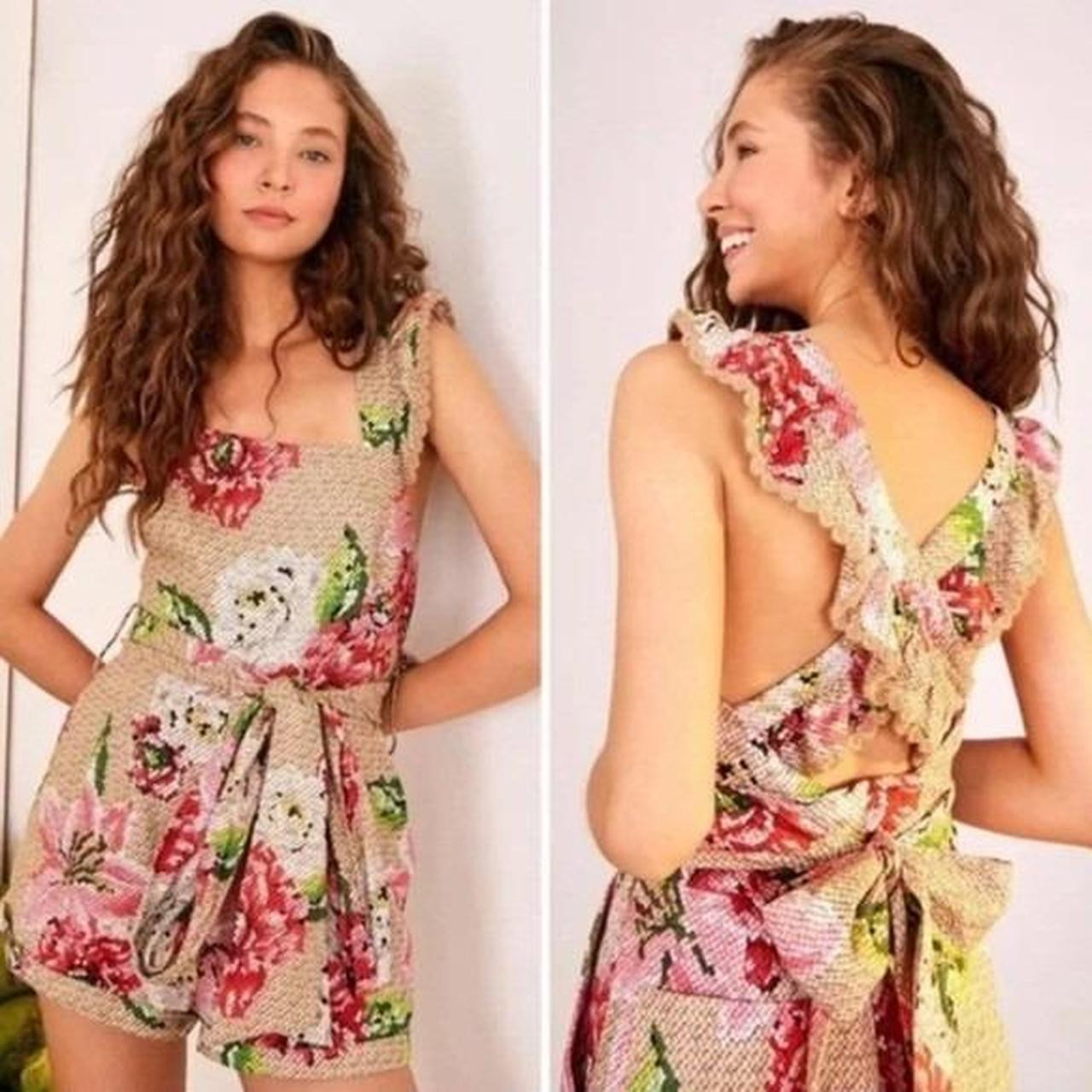 Farm Rio Women's Romper - Multi/Pink - XL | Depop US