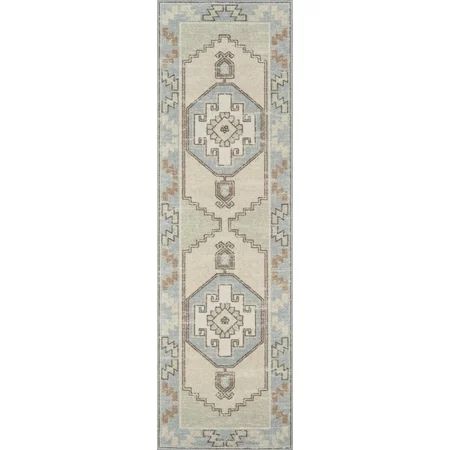 Momeni Anatolia Wool and Nylon Machine Made Light Blue Runner 2'3" X 7'6" | Walmart (US)