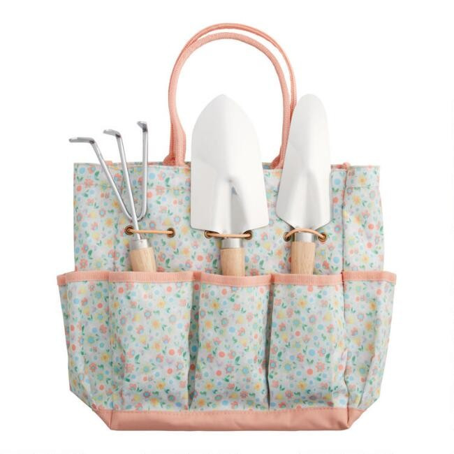 Ditsy Daisy Gardening Tote with Tools 5 Piece Set | World Market