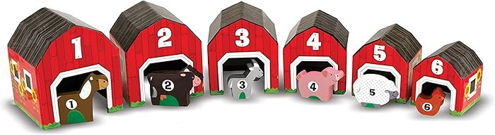 Melissa & Doug Nesting and Sorting Barns and Animals with 6 Numbered Barns and Matching Wooden An... | Amazon (US)