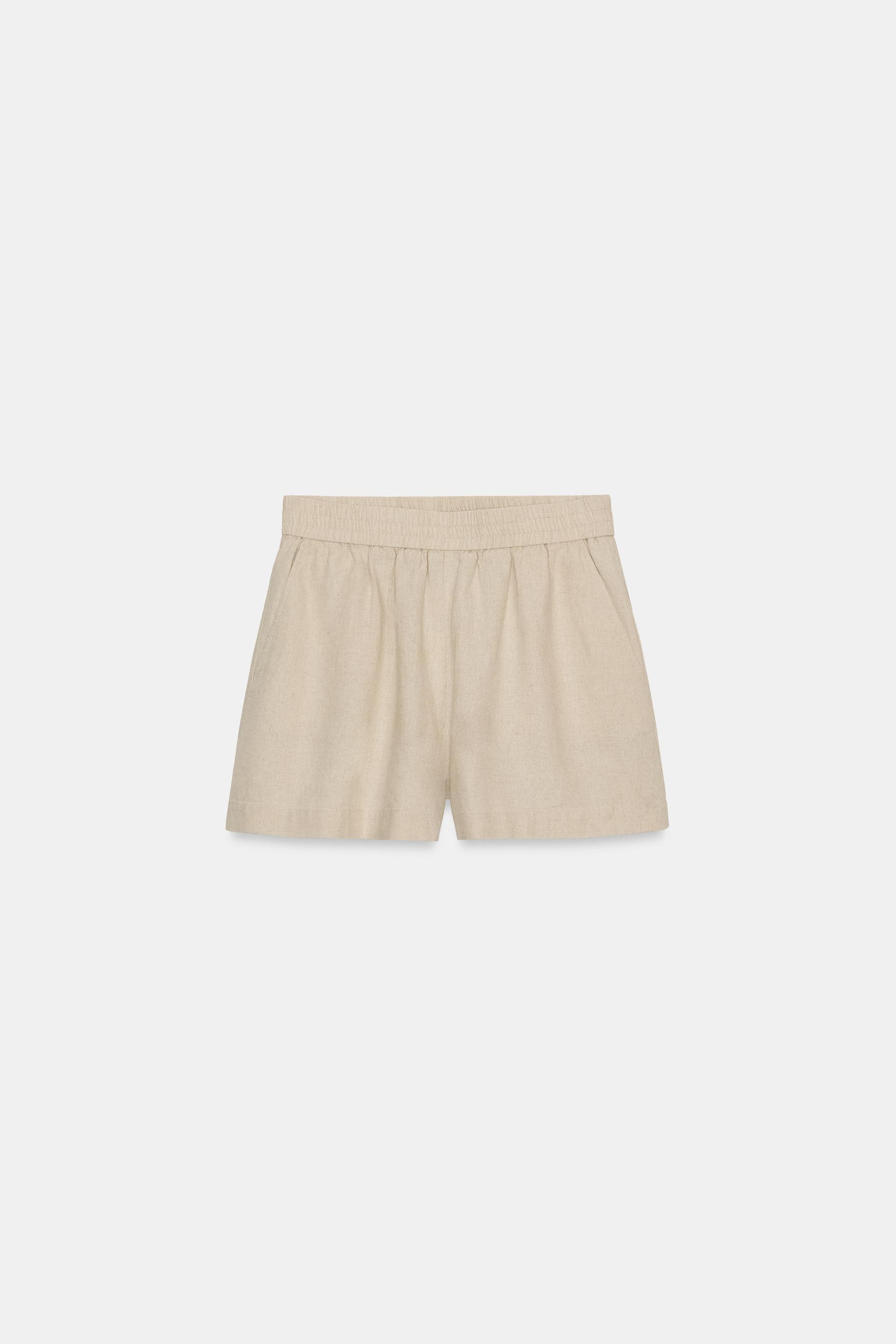 LINEN BLEND BERMUDA SHORTS WITH ELASTIC WAIST | Zara UK