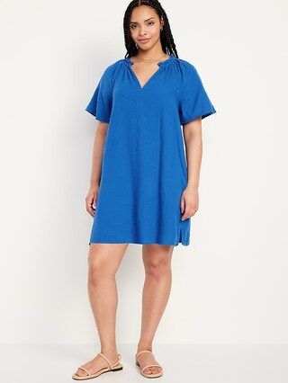 Crinkle Gauze Mini Swing Dress | Old Navy (US)