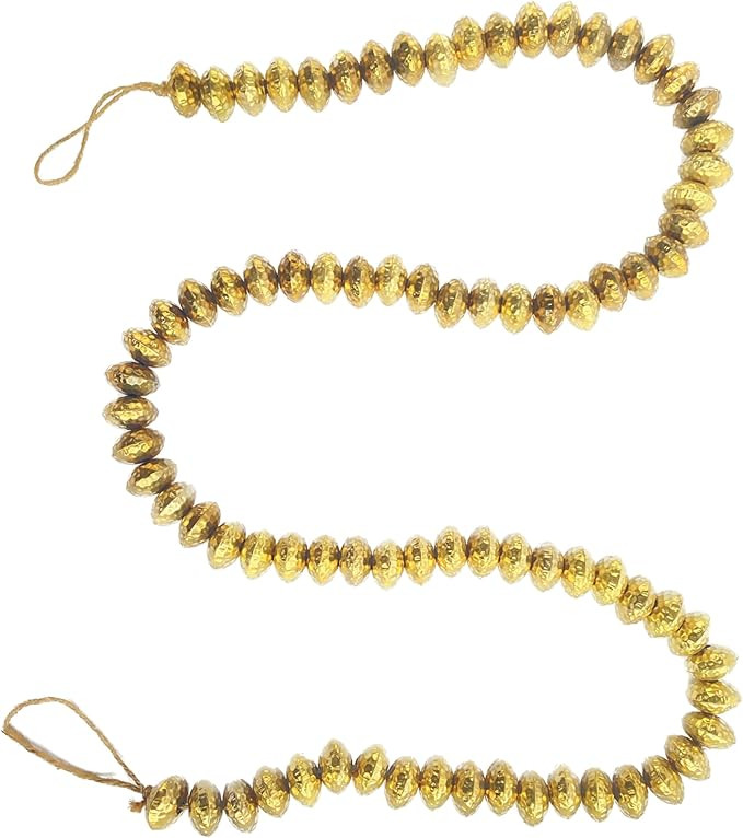 Creative Co-Op Hammered Metal Bead Garland, Brass Finish | Amazon (US)