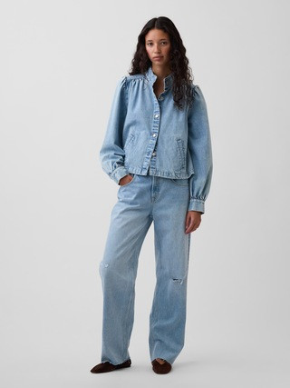 Denim Balloon-Sleeve Crop Swing Jacket | Gap (US)