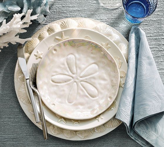 Pearlescent Sand Dollar Stoneware Salad Plates - Set of 4 | Pottery Barn (US)