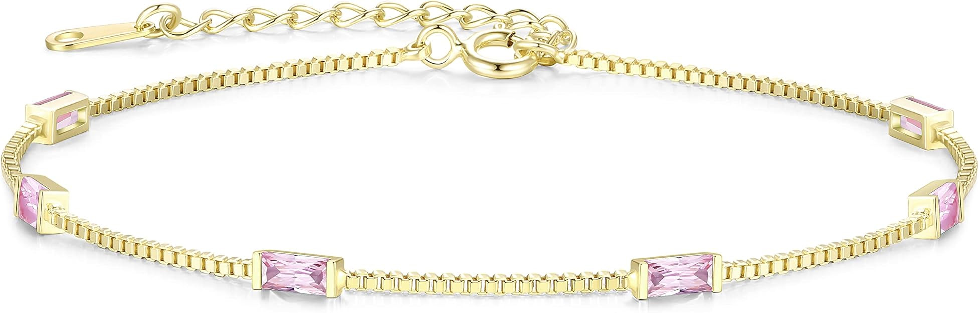 LOUISA SECRET Birthstone Bracelets for Women, 925 Sterling Silver Dainty Simple Women Charm Link ... | Amazon (US)