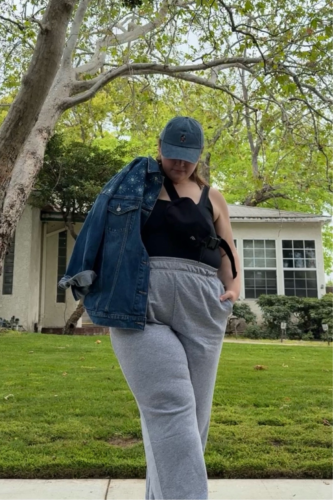 cloudy day outfit 🌥️ 

cute oversized denim jacket from Pink, plus size bodysuit from RAYN, comfy sweats and size inclusive belt bag from Fableticss

#LTKActive #LTKMidsize #LTKPlusSize