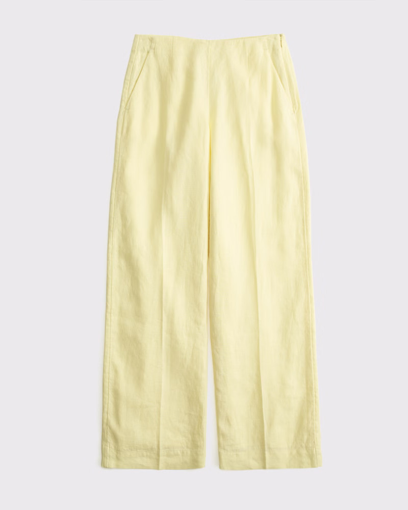 Women's Premium Linen Tailored Ultra Wide Leg Pant | Women's Bottoms | Abercrombie.com | Abercrombie & Fitch (US)