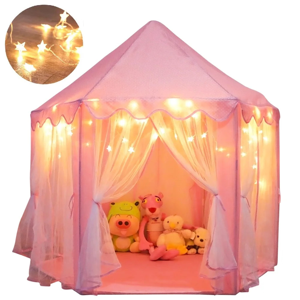 ORIAN Princess Castle Playhouse Tent for Girls with LED Star Lights – Indoor & Outdoor Large Ki... | Walmart (US)