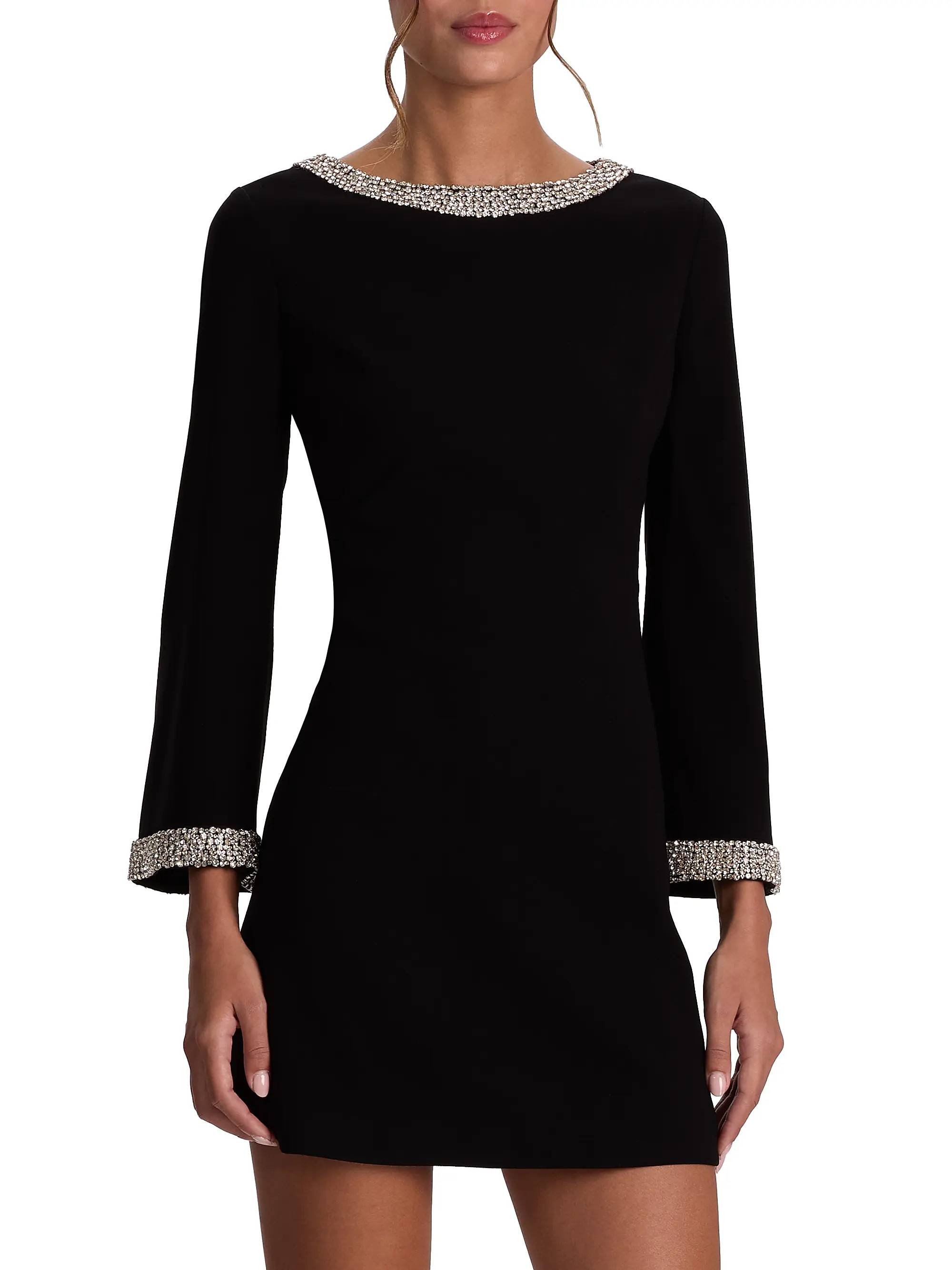 Mailynn Embellished-Trim Bell-Sleeve Minidress | Saks Fifth Avenue