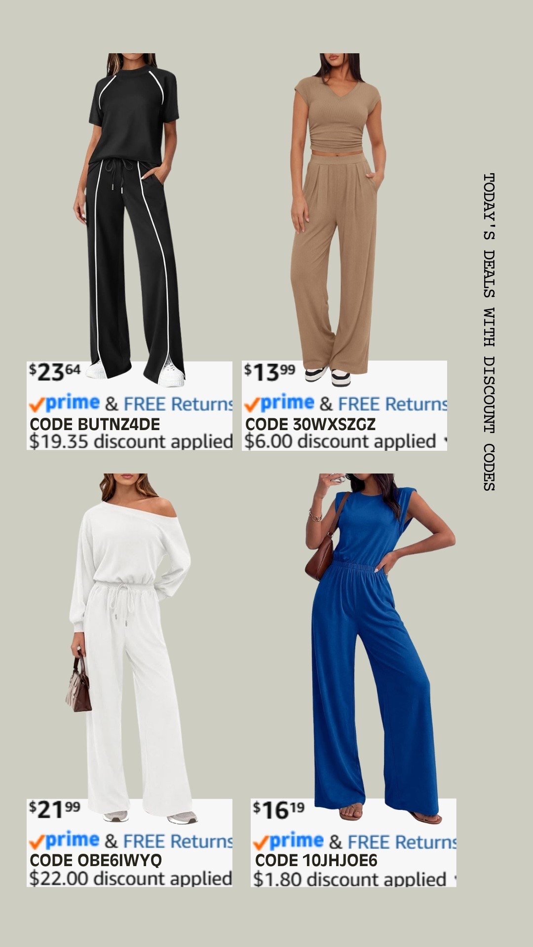 PROMO CODE DEALS ON AMAZON!

Promo codes are entered are on the check out screen where you select payment method. 

Codes & coupons only work for a limited time! If you get an error, it may have maxed the color/size you selected.. so try another one. Sometimes it helps to check out one item at a time! 

SCREENSHOT TO EASILY COPY/PASTE PROMO CODE AT CHECKOUT! 

#affordablestyle #amazonstyle #amazondeals #everydayoutfits #ltksalealert #dailydeals

#LTKstorytime #LTKootd #LTKSaleAlert