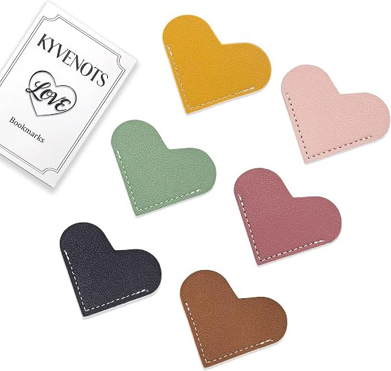 Leather Heart Bookmarks, 6 Pack Cute Bookmark for Book Lovers Reading, Unique Gifts for Women, Te... | Amazon (US)
