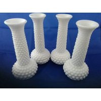 Set Of 4 Matching E O Brody White Hobnail Milk Glass Vase From The 1960S. Milk Glass 60 | Etsy (US)