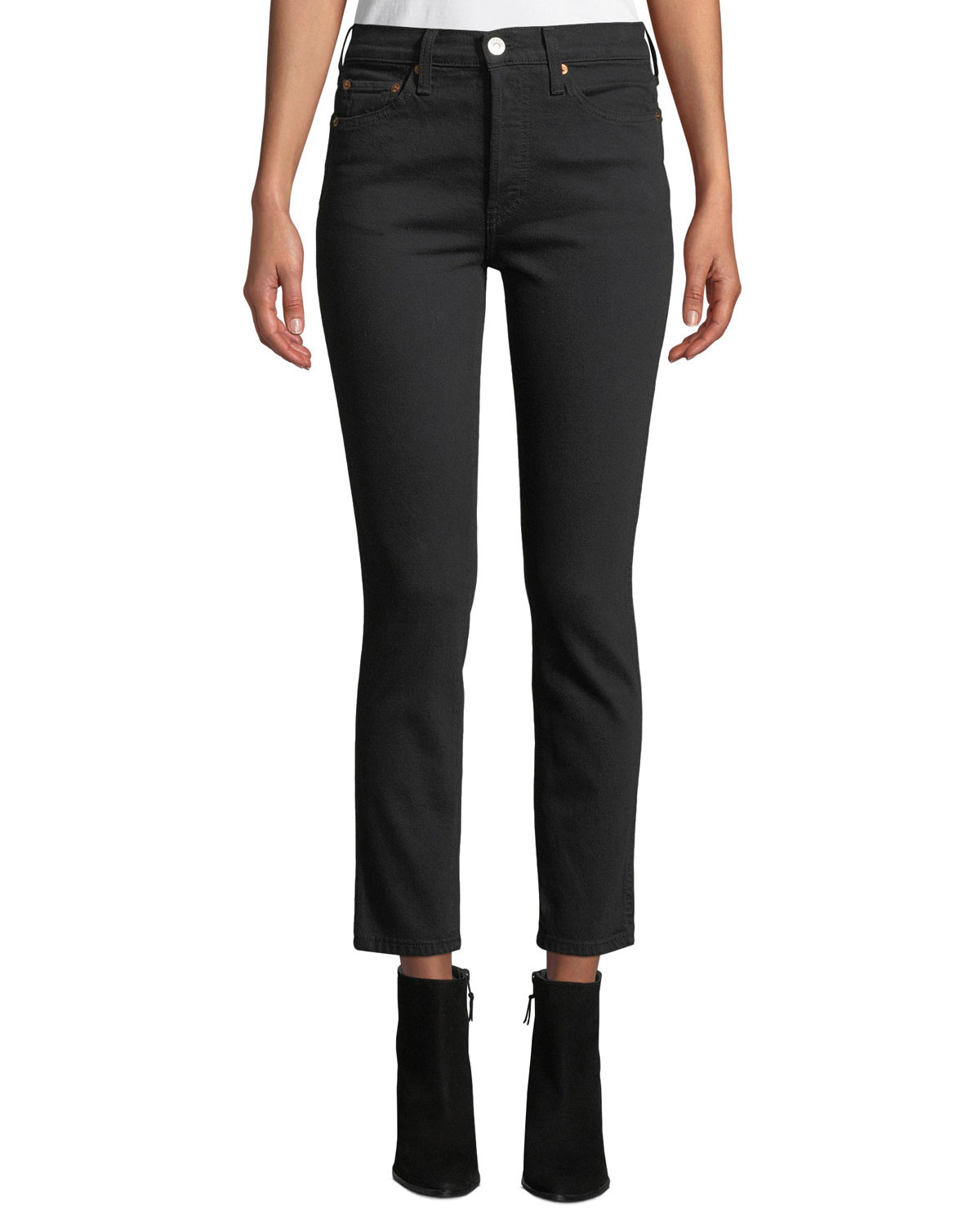 High-Rise Stretch Double-Needle Cropped Jeans | Bergdorf Goodman
