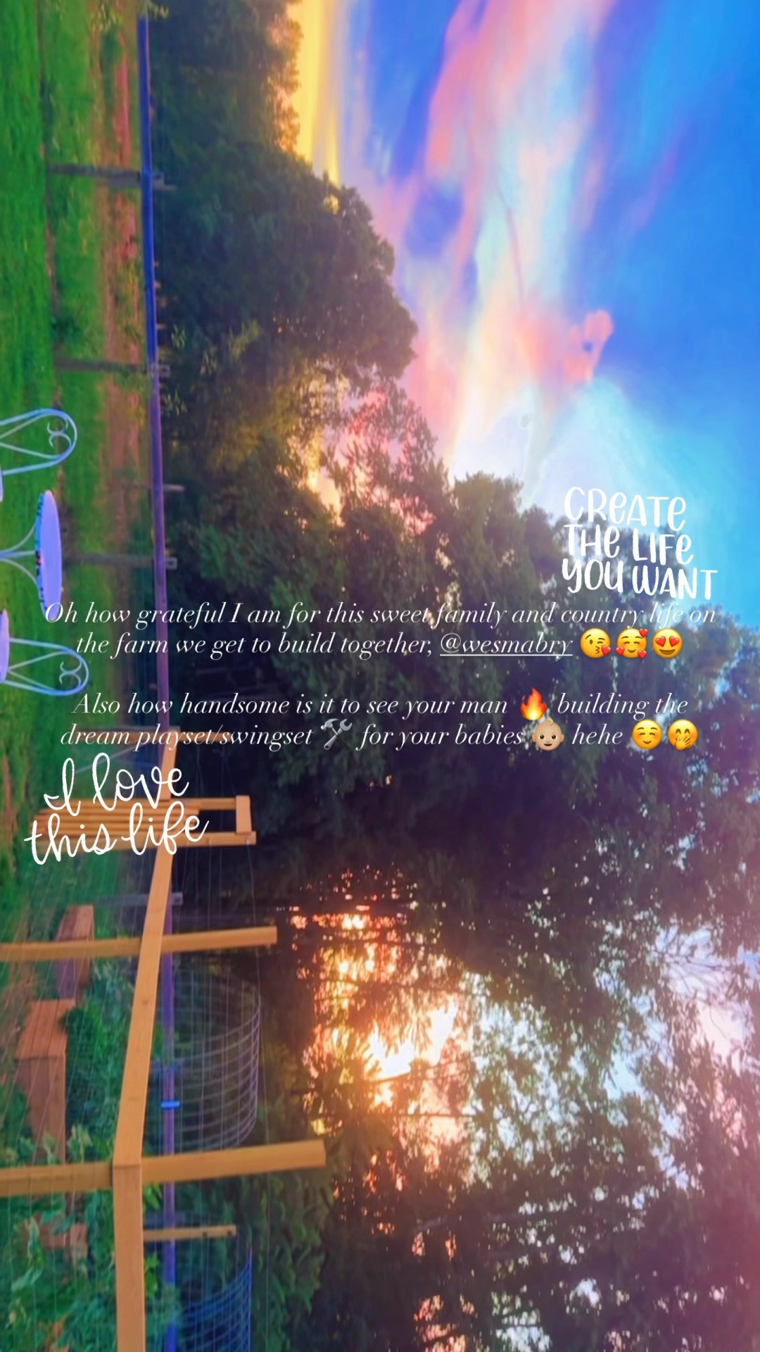Oh how grateful I am for this sweet family and country life on the farm we get to build together, @wesmabry 😘🥰😍

Also how handsome is it to see your man 🔥 building the dream playset/swingset 🛠️ for your babies 👶🏼 hehe ☺️🤭