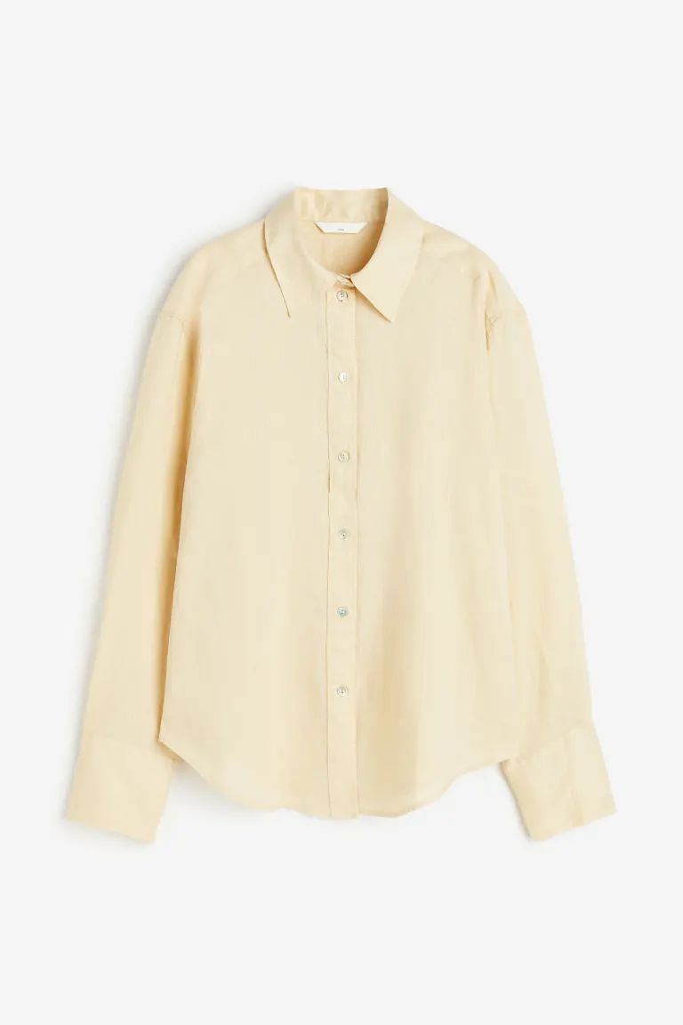 Linen Shirt - Pale yellow - Ladies | H&M US | H&M (US + CA)
