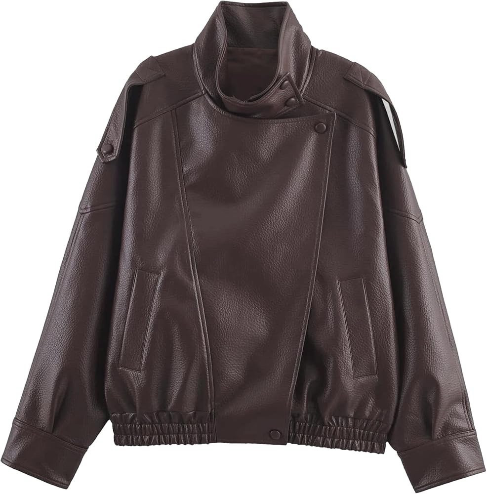Faux oversized leather jackett