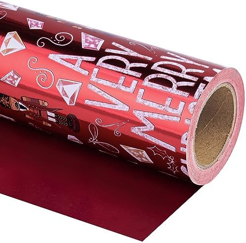 WRAPAHOLIC Reversible Nutcracker Christmas Wrapping Paper - Mini Roll - 17 Inch x 33 Feet - Merry... | Amazon (US)