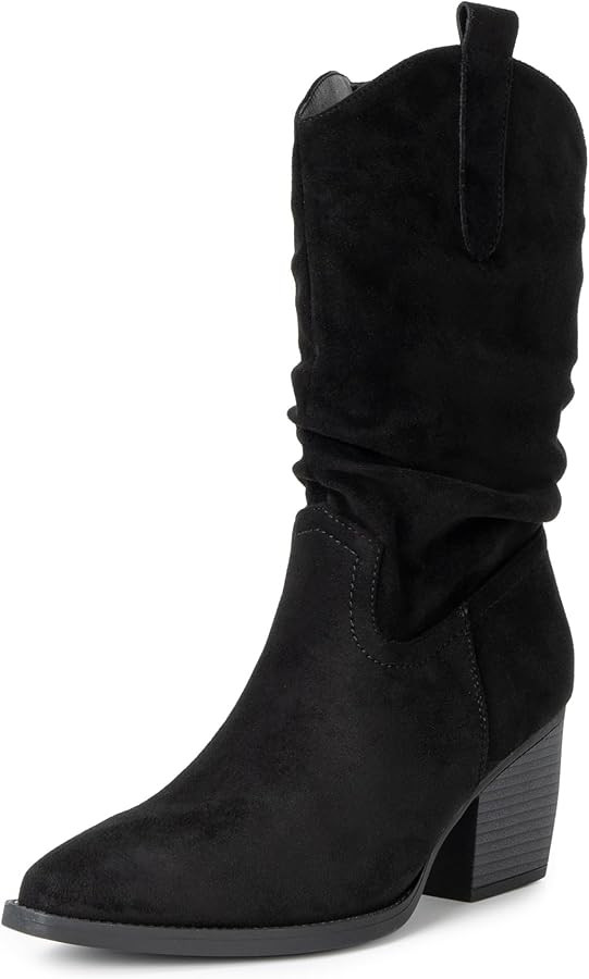 Alpine Swiss Kayla Womens Western Slouch Boots Mid Calf Block Heel Cowboy Booties | Amazon (US)