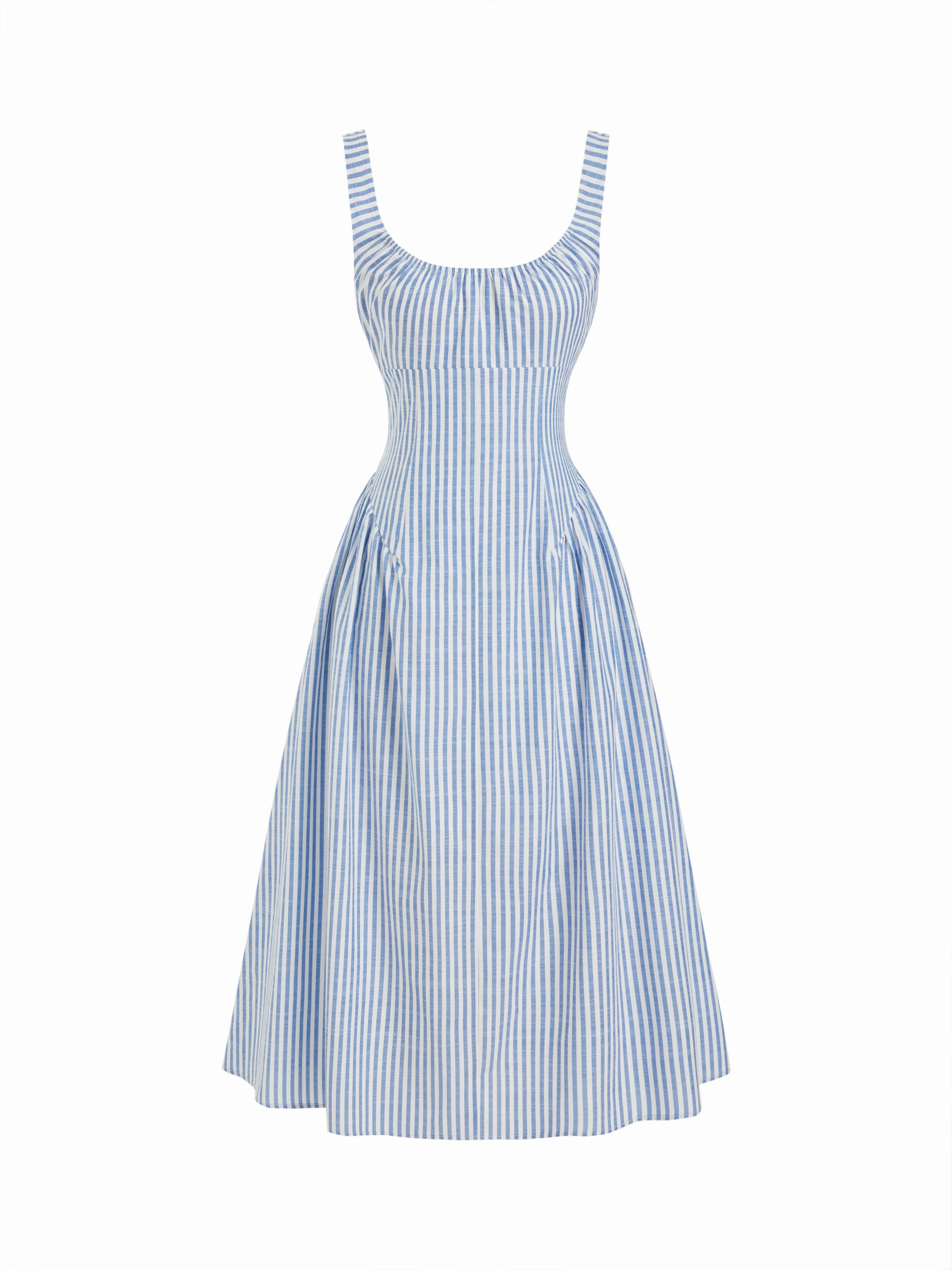 Cotton Cotton Scoop Neckline A-line Midi Dress For Daily Casual Work | Cider