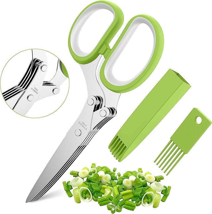 Herb Scissors Set with 5 Blades and Cover - Multipurpose Kitchen Chopping Shear, Sharp Dishwasher... | Amazon (US)
