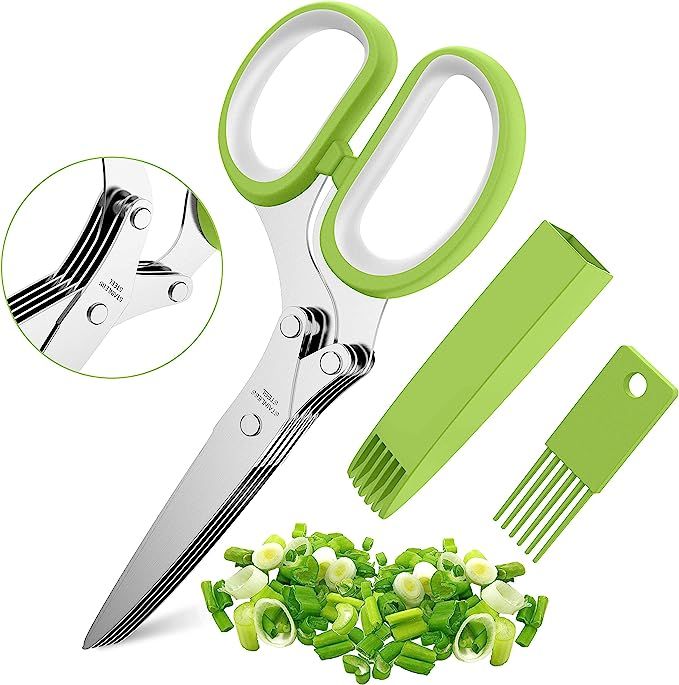 Herb Scissors Set with 5 Blades and Cover - Multipurpose Kitchen Chopping Shear, Sharp Dishwasher... | Amazon (US)