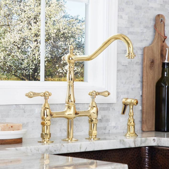 Randolph Morris Bridge Style Kitchen Faucet with Metal Lever Handles | Vintage Tub & Bath